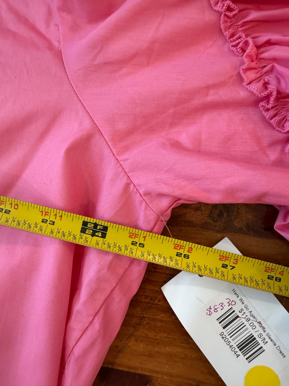 NWT Beulah Style Kendra Hot Pink Tiered Ruffle Sleeve Mini Shirt Dress S/M - Picture 9 of 9